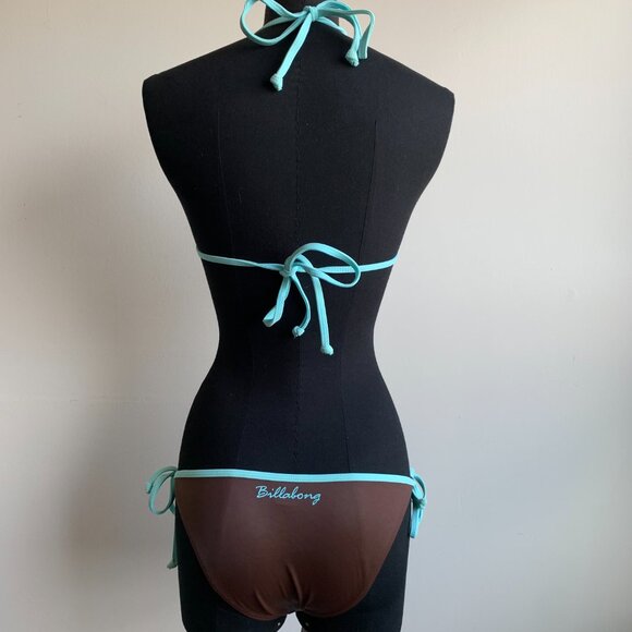 Billabong surf BLUE CRUSH era Vintage bikini brown reversible triangle set RARE - Picture 6 of 8